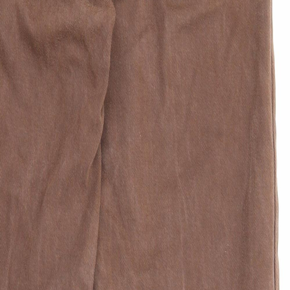 PRETTYLITTLETHING Womens Brown Cotton Straight Jeans Size 10 L31 in Regular Zip - Pockets