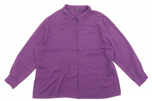 Debenhams Womens Purple Viscose Basic Button-Up Size 20 Collared