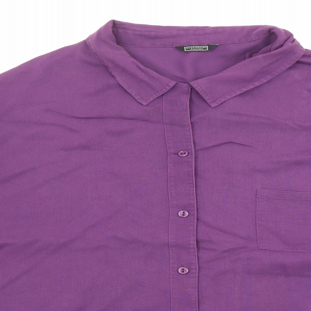 Debenhams Womens Purple Viscose Basic Button-Up Size 20 Collared