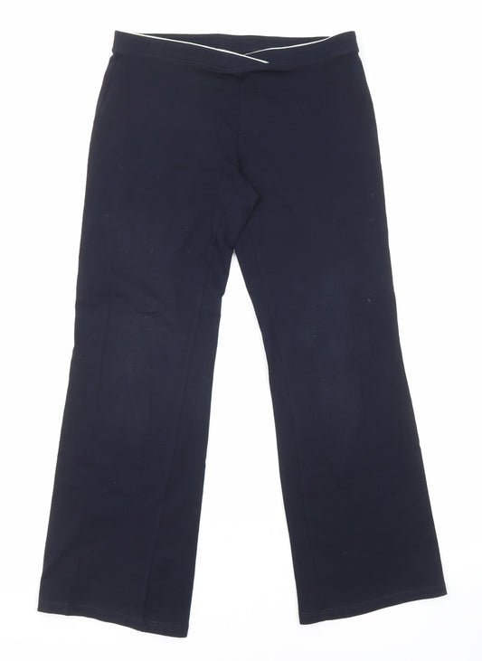 Marks and Spencer Womens Blue Cotton Trousers Size 10 L27 in Regular