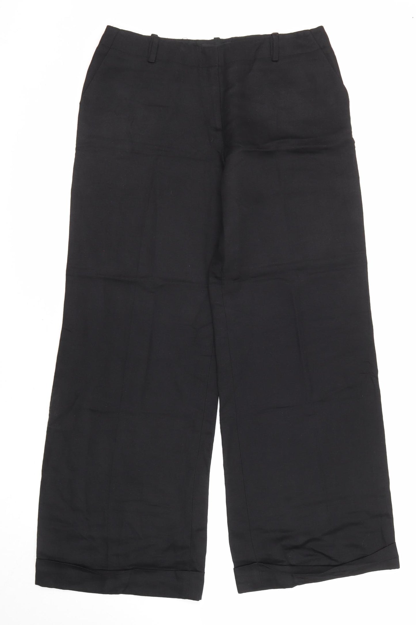 Coast Womens Black Polyester Trousers Size 14 L30 in Regular Zip - Pockets