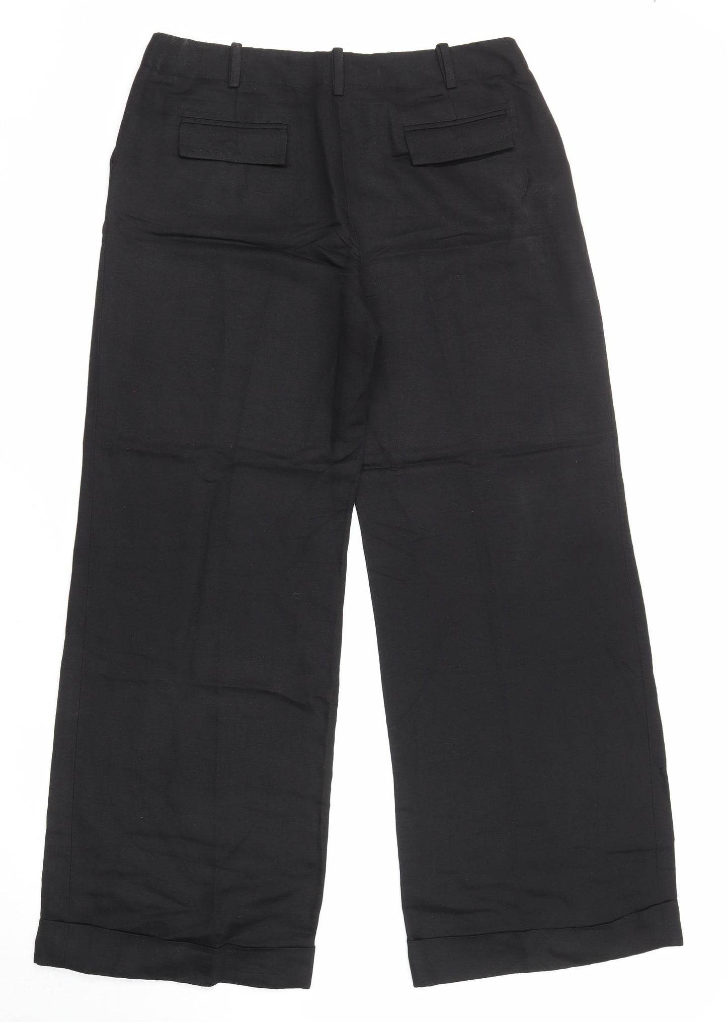 Coast Womens Black Polyester Trousers Size 14 L30 in Regular Zip - Pockets