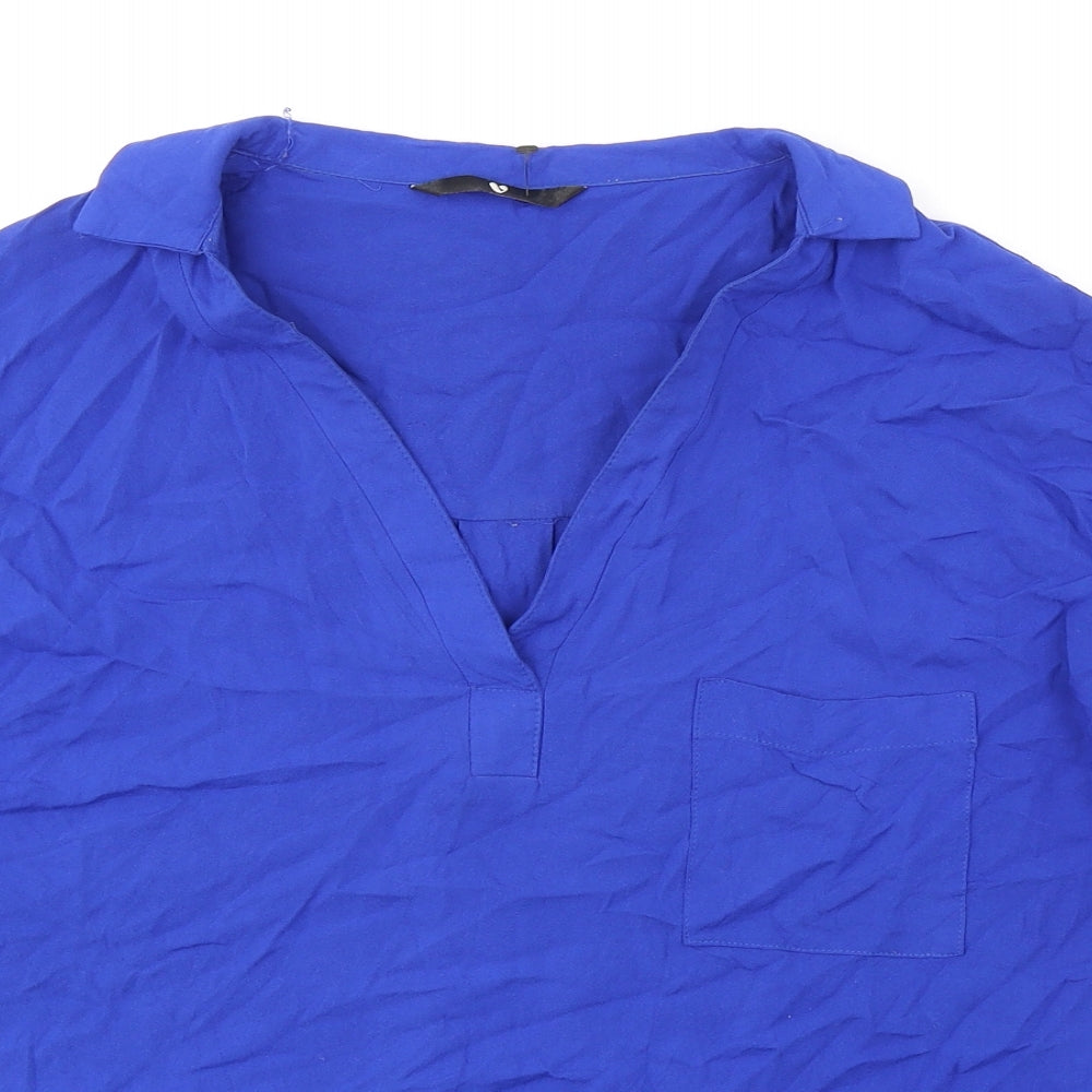 Very Womens Blue Viscose Basic Blouse Size 18 V-Neck - Pocket