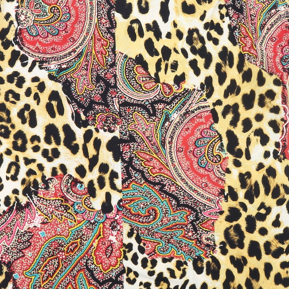 George Simonton Womens Multicoloured Animal Print Polyester Basic Blouse Size L Boat Neck