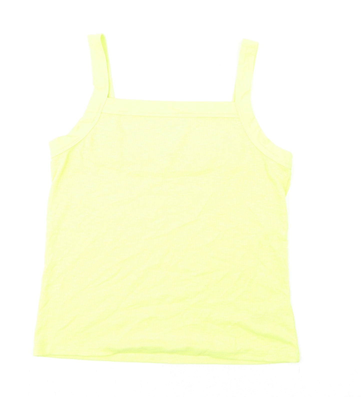 Gap Womens Yellow Cotton Basic Tank Size L Square Neck - Ribbed