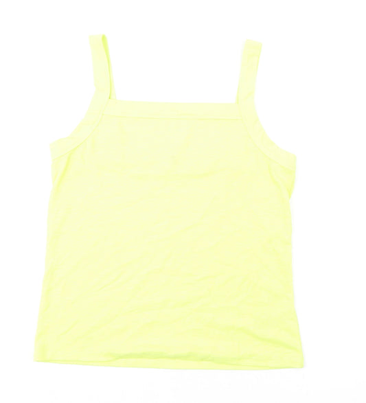 Gap Womens Yellow Cotton Basic Tank Size L Square Neck - Ribbed