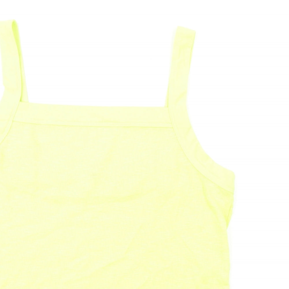 Gap Womens Yellow Cotton Basic Tank Size L Square Neck - Ribbed