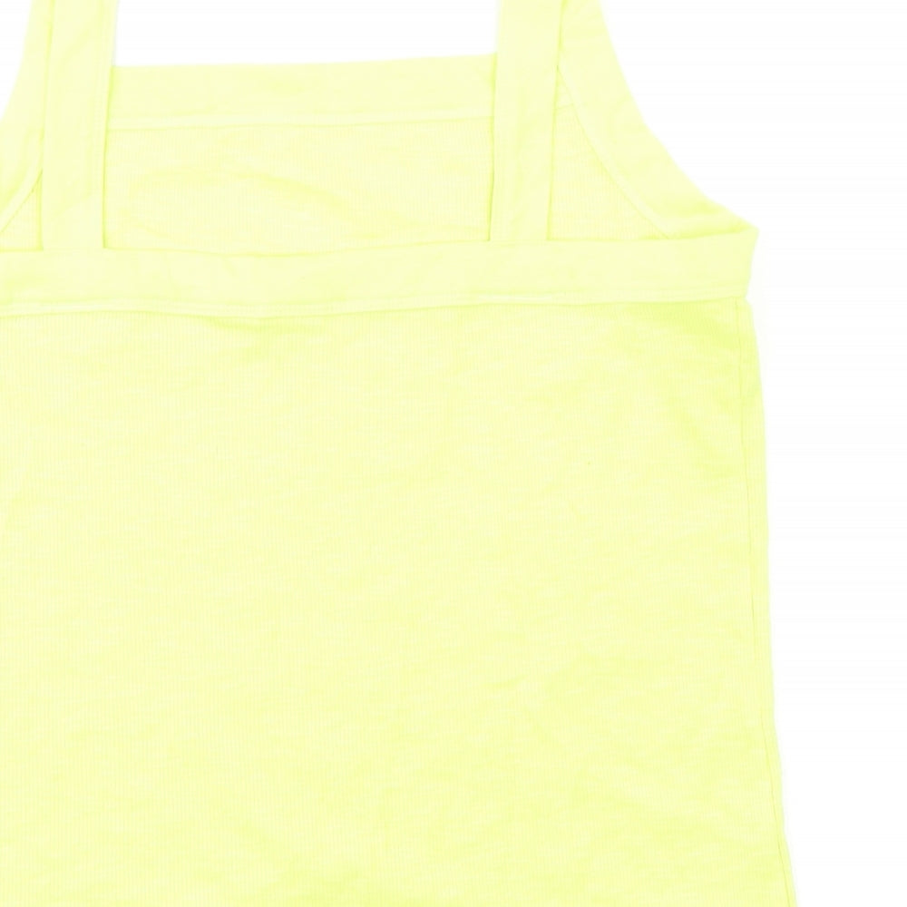 Gap Womens Yellow Cotton Basic Tank Size L Square Neck - Ribbed