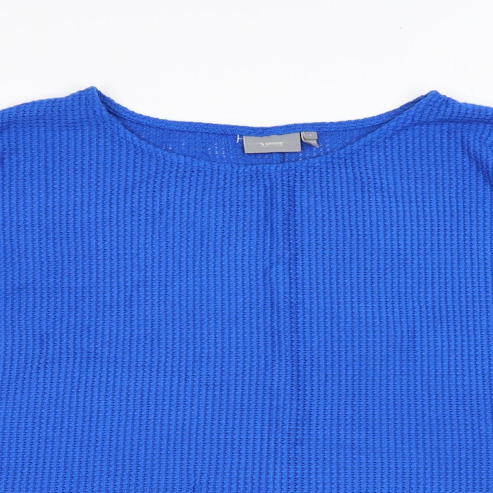 b.young Womens Blue Round Neck Cotton Pullover Jumper Size L