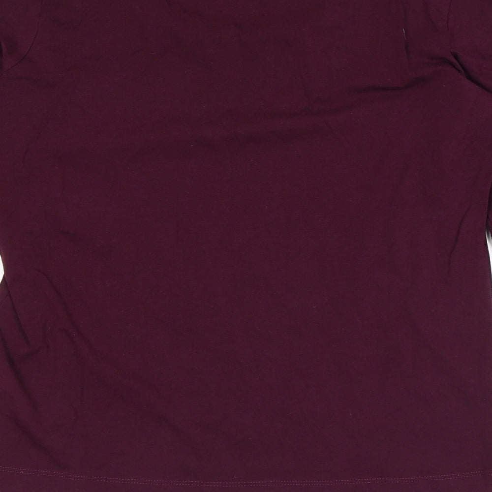 Marks and Spencer Womens Purple Cotton Basic T-Shirt Size 12 Scoop Neck