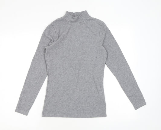 Marks and Spencer Womens Grey Viscose Basic T-Shirt Size 12 Mock Neck