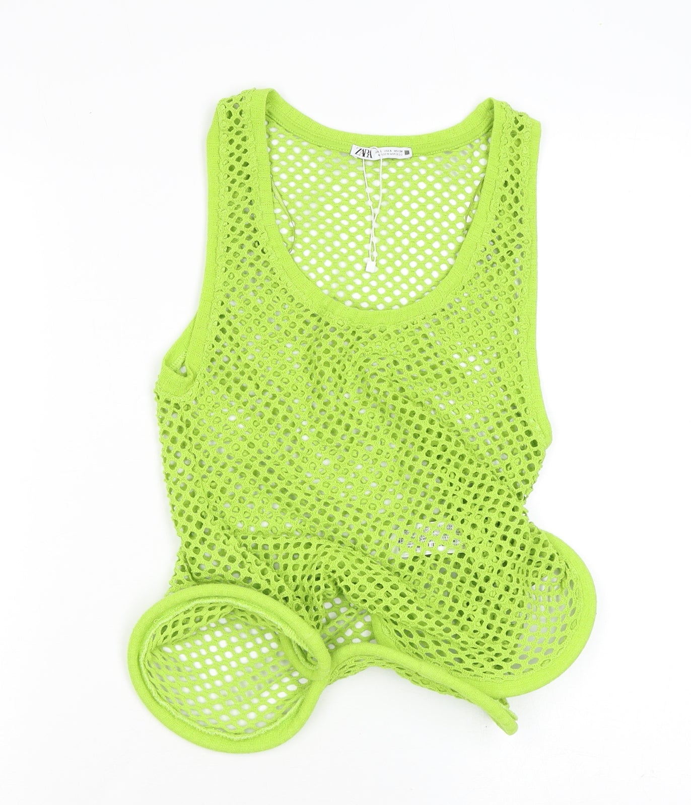 Zara Womens Green Polyester Basic Tank Size S Scoop Neck - Fishnet