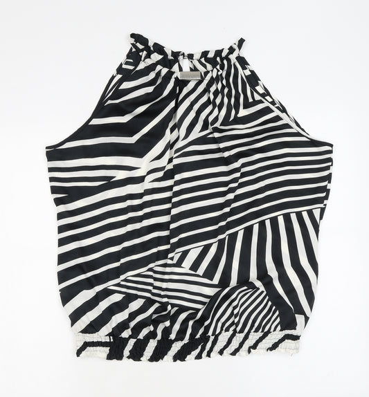Wallis Womens Black Animal Print Polyester Camisole Blouse Size L Halter - Zebra