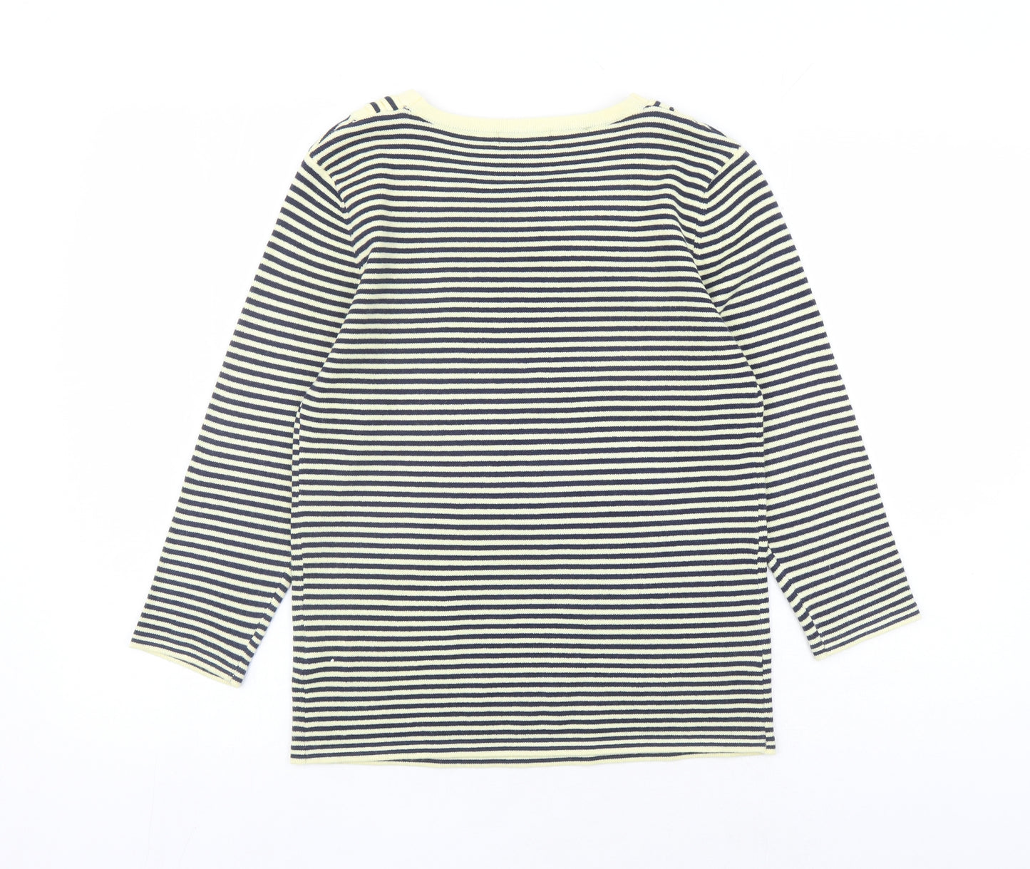 Ann Marie Womens Ivory Round Neck Striped Acrylic Pullover Jumper Size S