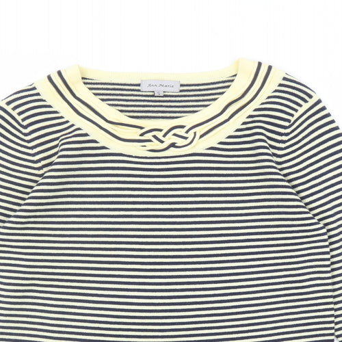 Ann Marie Womens Ivory Round Neck Striped Acrylic Pullover Jumper Size S