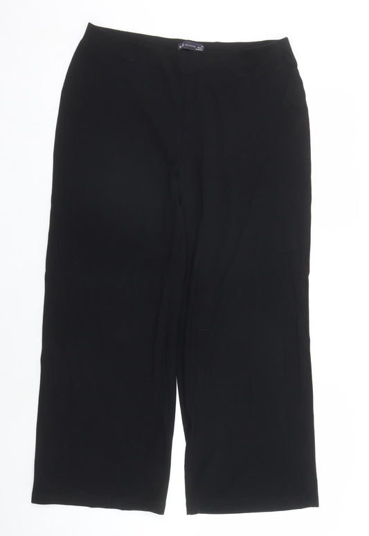 Marks and Spencer Womens Black Viscose Trousers Size 14 L27 in Regular - Elastic Waist