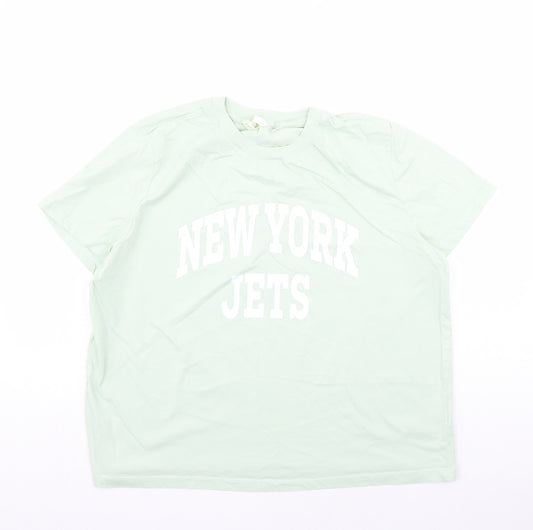 NFL Womens Green Cotton Basic T-Shirt Size XL Round Neck - New York Jets