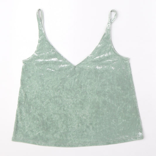 H&M Womens Green Polyester Camisole Blouse Size S V-Neck