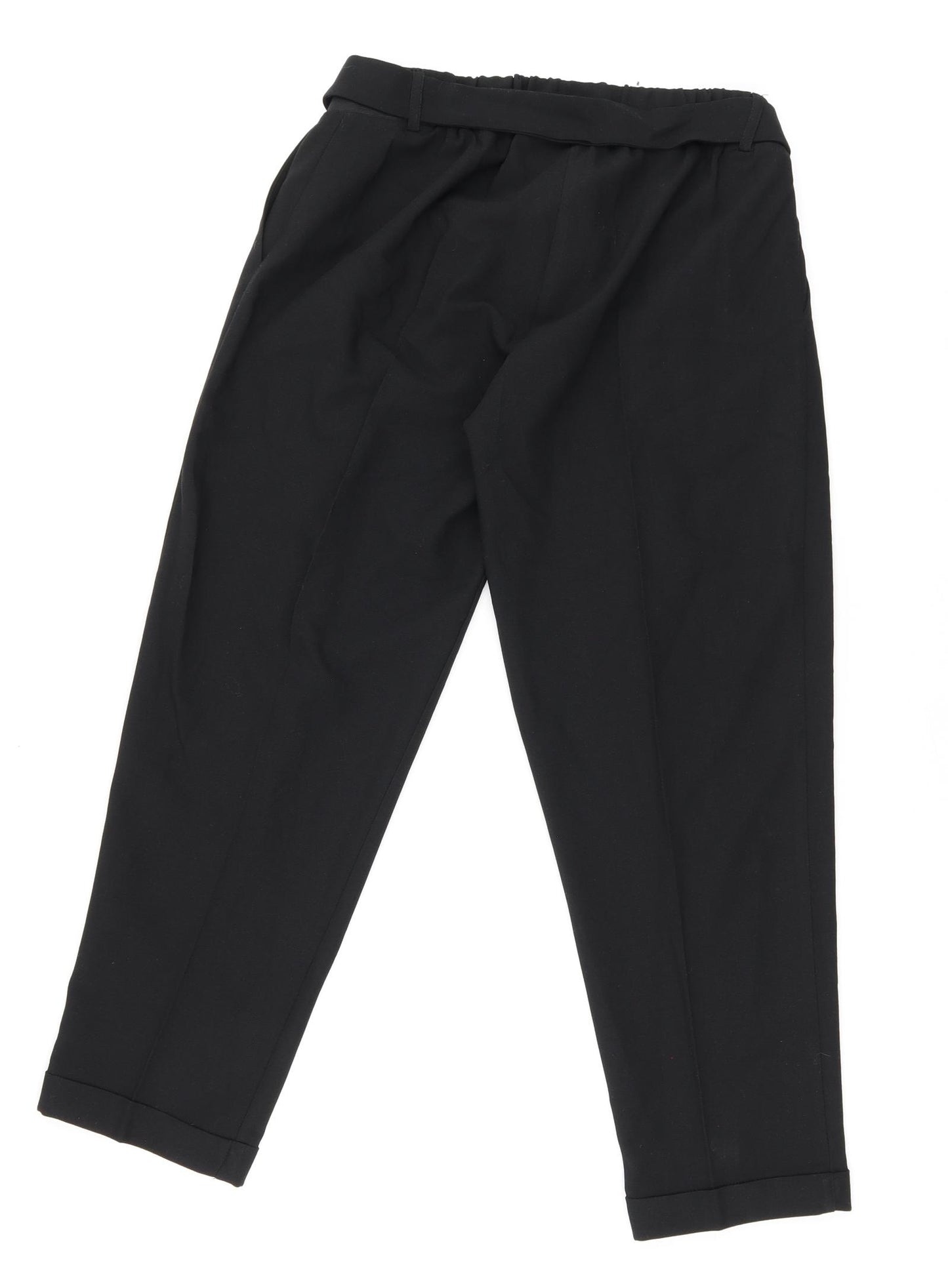 ASOS Womens Black Polyester Cropped Trousers Size 10 L24 in Regular Tie