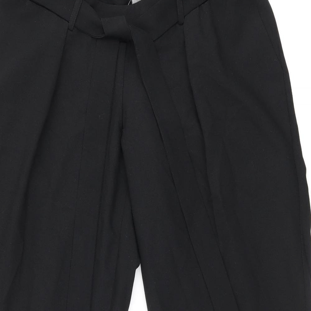 ASOS Womens Black Polyester Cropped Trousers Size 10 L24 in Regular Tie