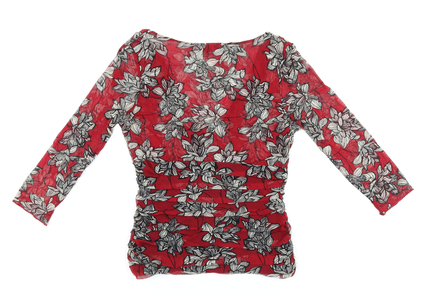 Coast Womens Red Floral Polyester Basic Blouse Size 12 V-Neck