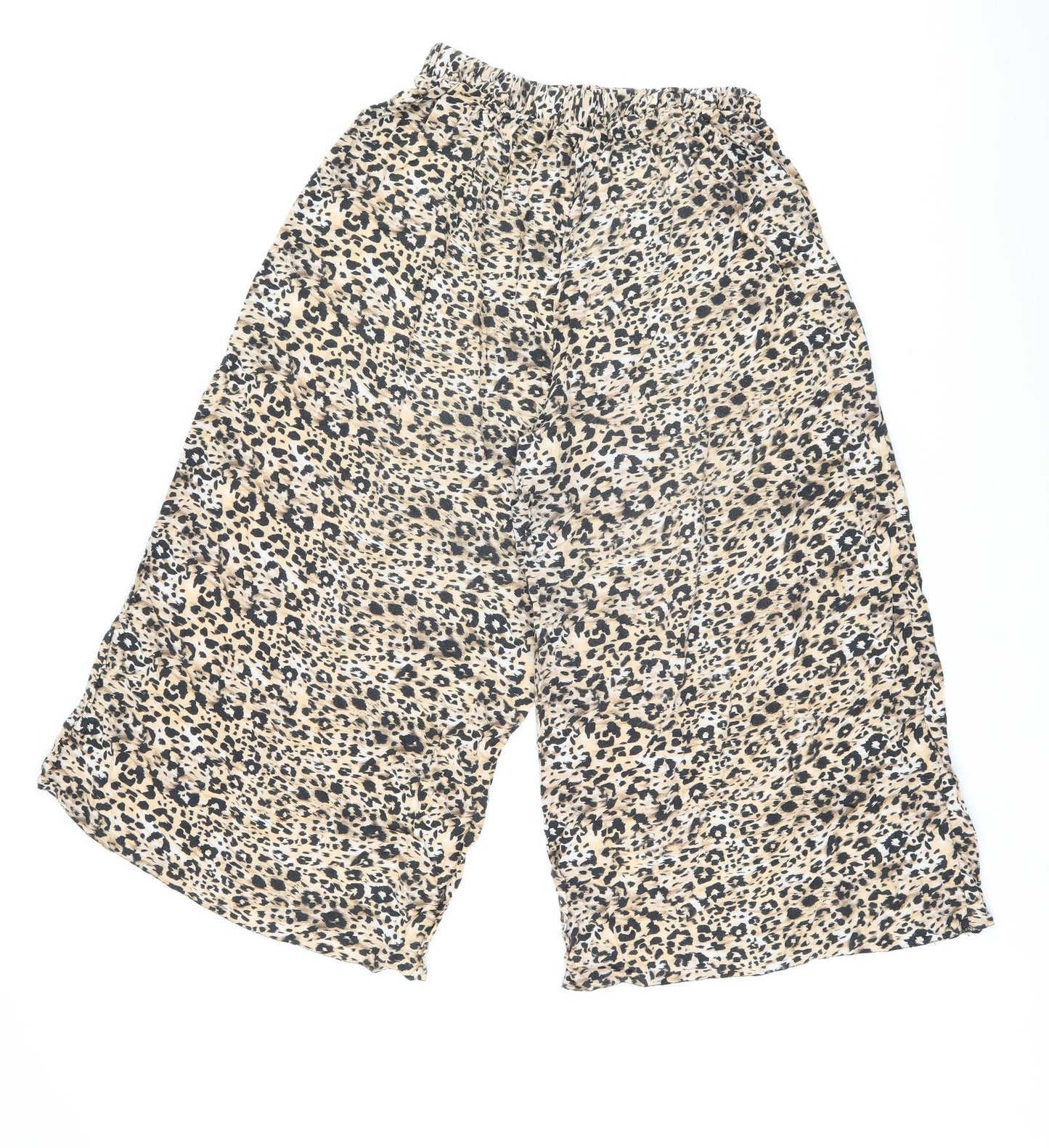 New Look Womens Beige Animal Print Viscose Cropped Trousers Size 10 L20 in Regular - Leopard Print