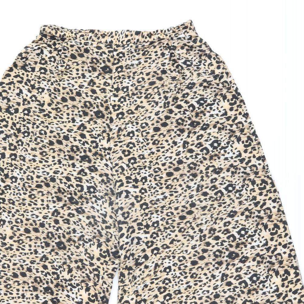 New Look Womens Beige Animal Print Viscose Cropped Trousers Size 10 L20 in Regular - Leopard Print