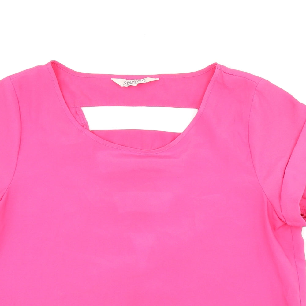 Tramp Womens Pink Polyester Basic Blouse Size M Round Neck