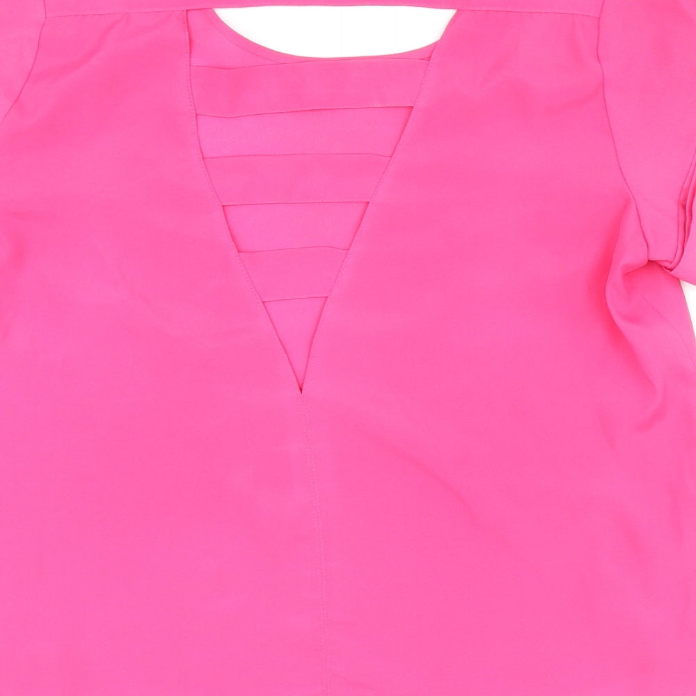 Tramp Womens Pink Polyester Basic Blouse Size M Round Neck