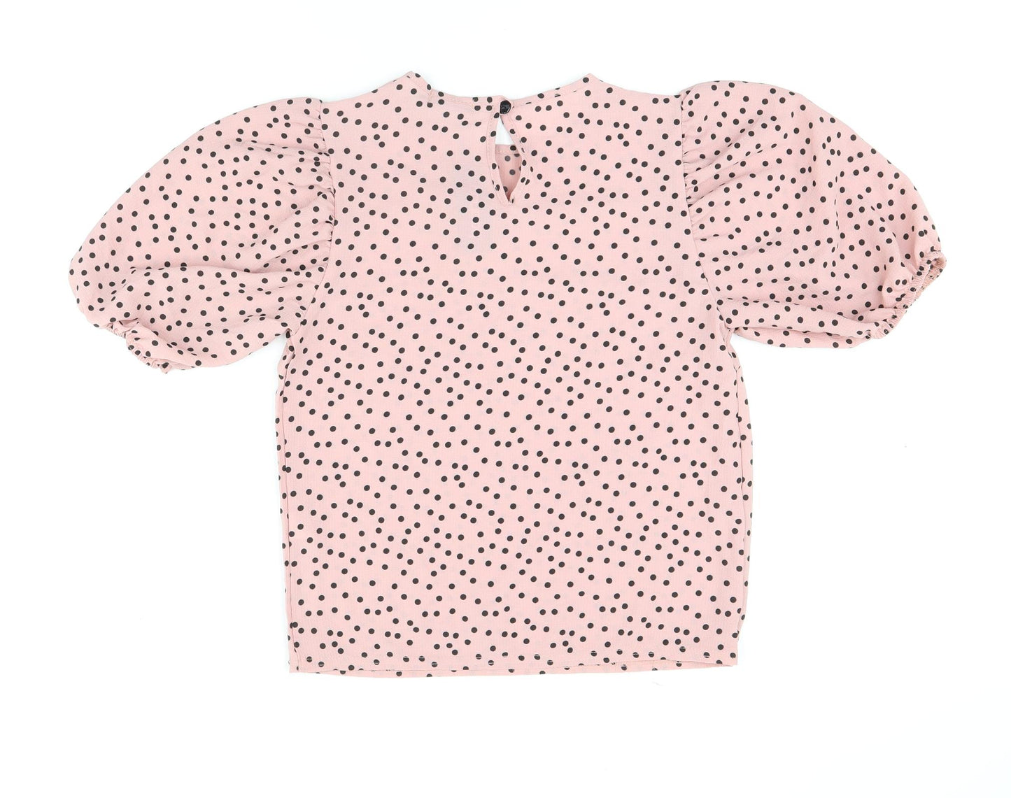 Boohoo Womens Pink Polka Dot Polyester Basic Blouse Size 8 Round Neck