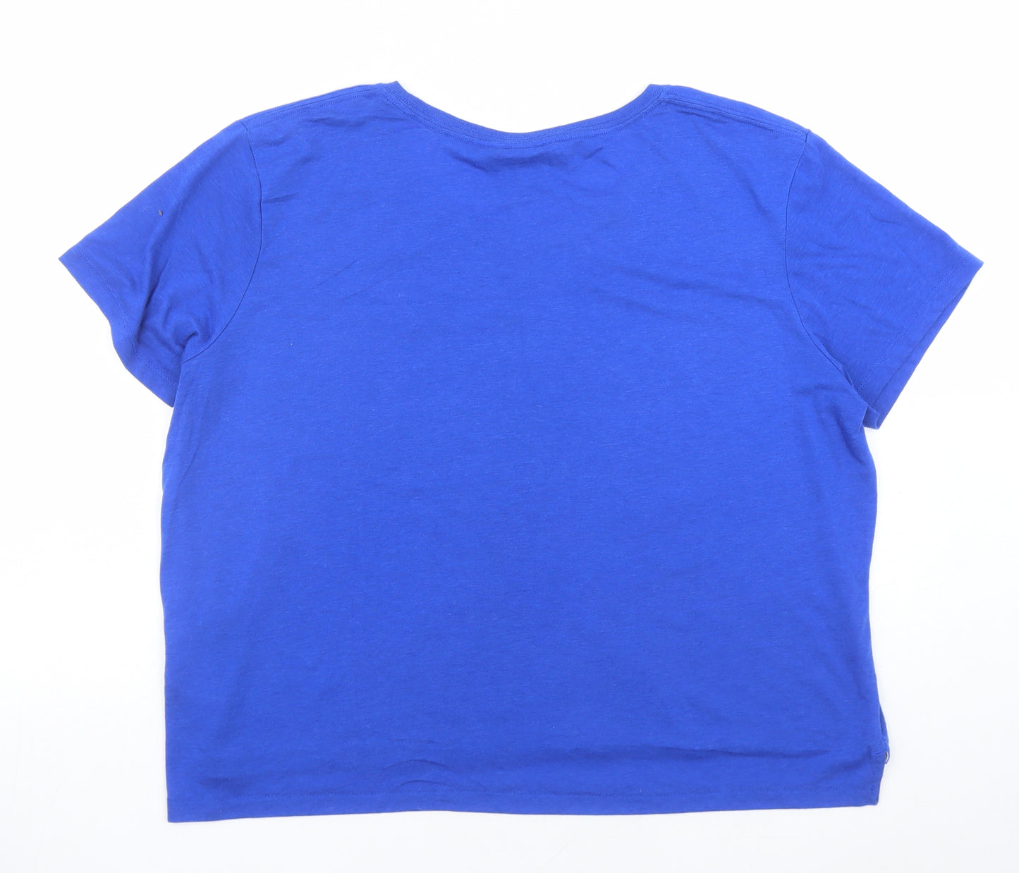 Nike Womens Blue Polyester Basic T-Shirt Size L Round Neck