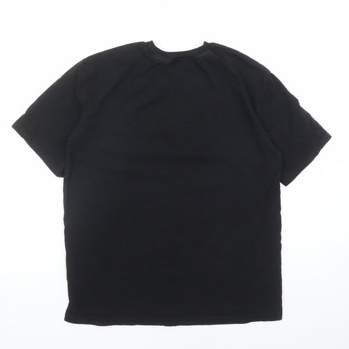 H&M Boys Black Cotton Basic T-Shirt Size 12 Years Crew Neck Pullover - Games console