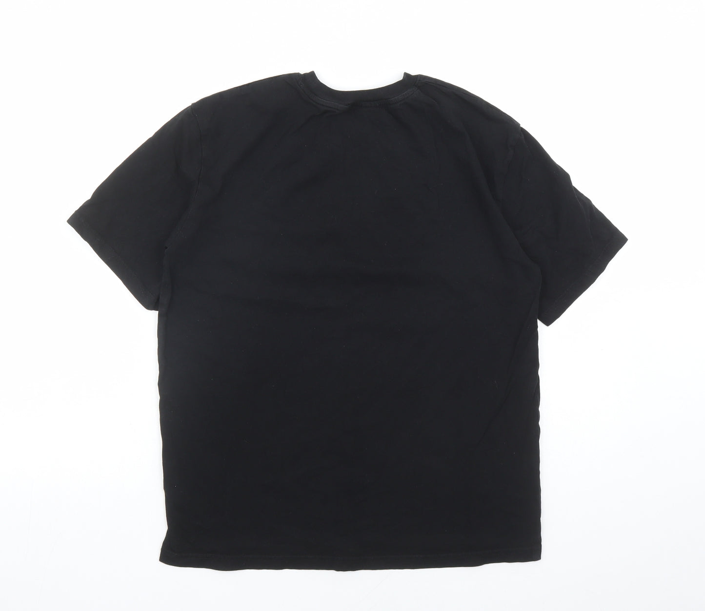 H&M Boys Black Cotton Basic T-Shirt Size 12 Years Crew Neck Pullover - Games console