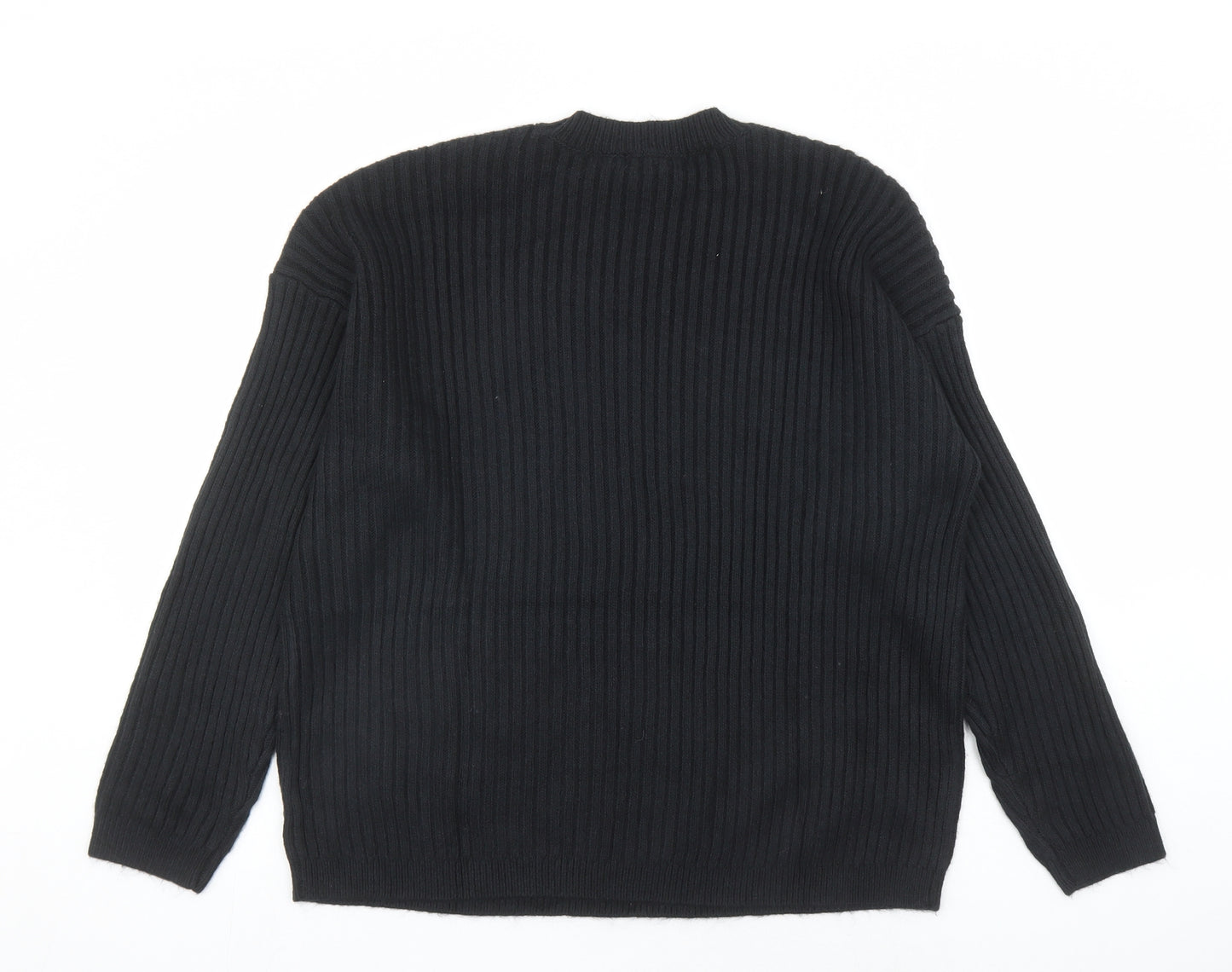 Marks and Spencer Womens Black Round Neck Polyester Pullover Jumper Size L