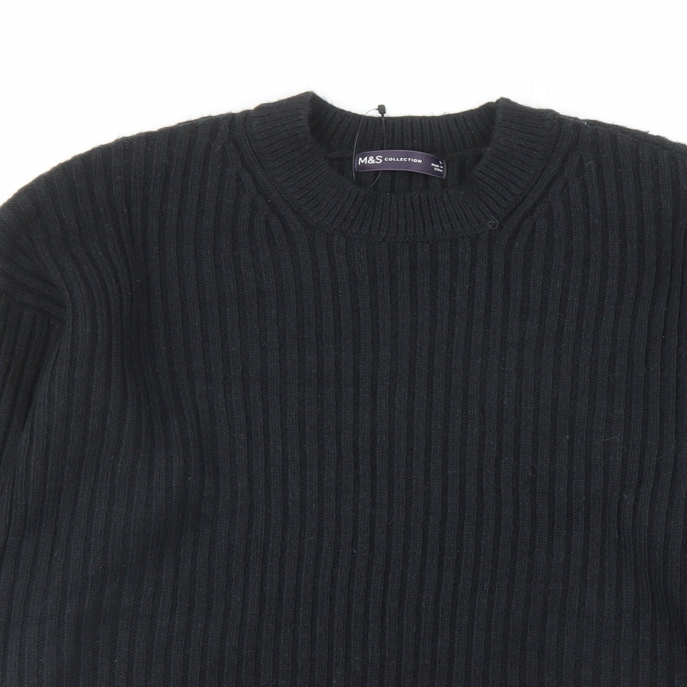 Marks and Spencer Womens Black Round Neck Polyester Pullover Jumper Size S