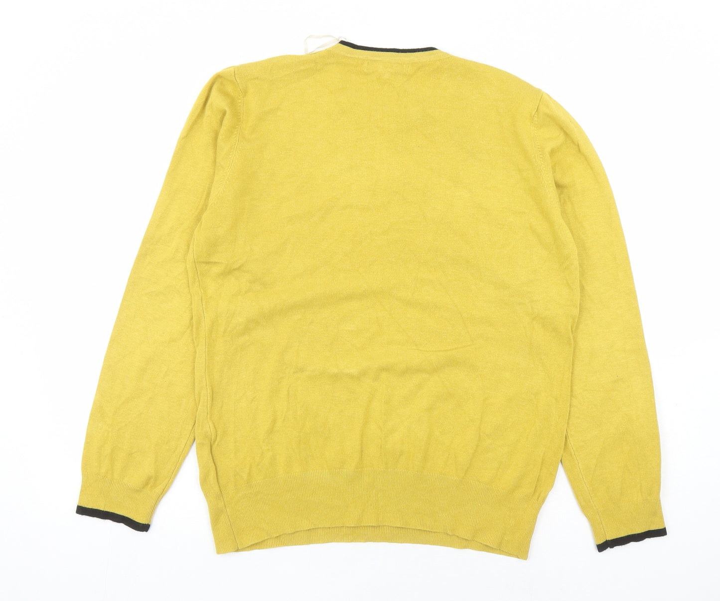 Ellie B Womens Yellow Round Neck Viscose Pullover Jumper Size L - Rhinestone Detail