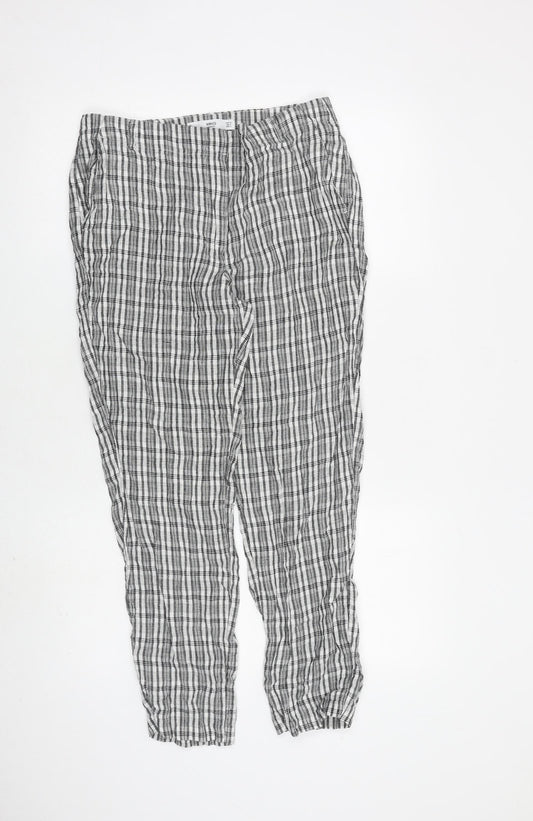 Mango Womens Grey Check Polyester Trousers Size 10 L27 in Regular Zip