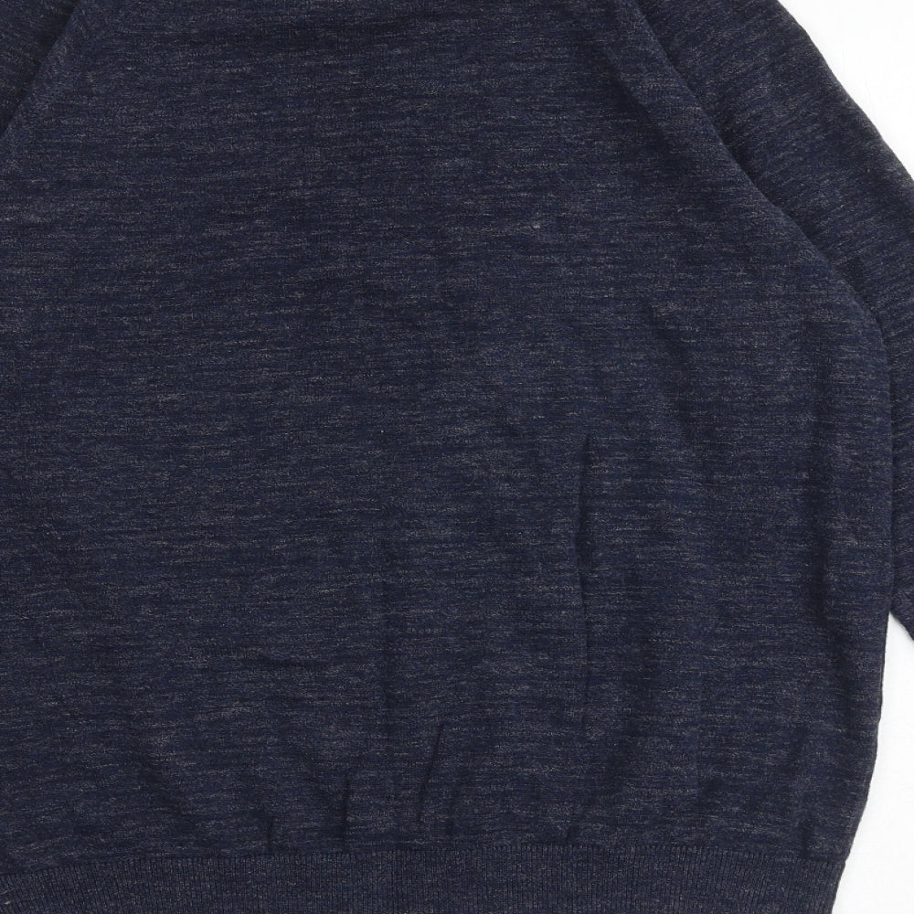 H&M Mens Blue Round Neck Cotton Pullover Jumper Size M Long Sleeve