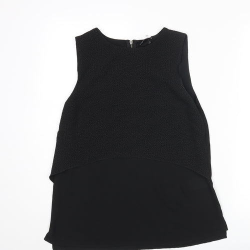 Warehouse Womens Black Polyester Camisole Blouse Size 10 Round Neck - Layered