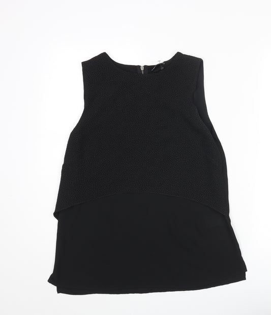 Warehouse Womens Black Polyester Camisole Blouse Size 10 Round Neck - Layered
