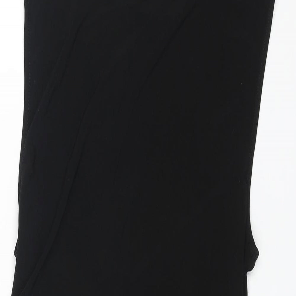 Zara Womens Black Polyester Bodysuit One-Piece Size M Snap - Rouched Cut Out