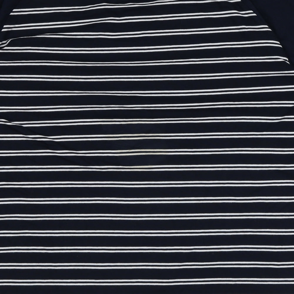 Marks and Spencer Womens Black Striped Cotton Basic T-Shirt Size XL Round Neck