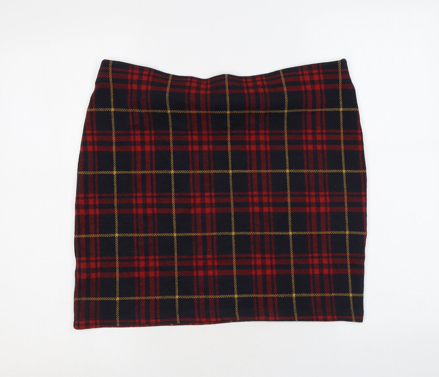 New Look Womens Red Plaid Polyester A-Line Skirt Size 18