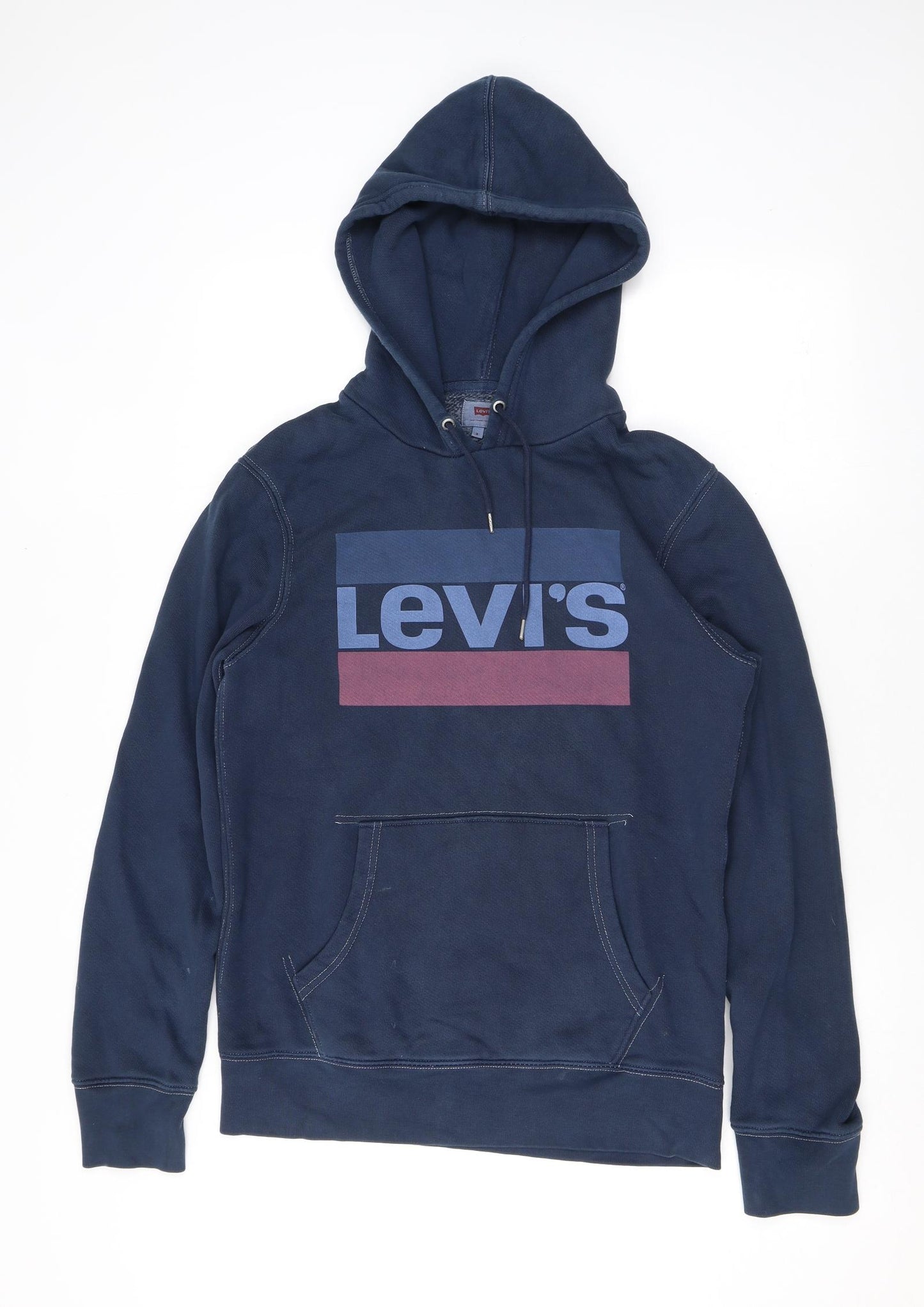 Levi's Mens Blue Cotton Pullover Hoodie Size S - Logo