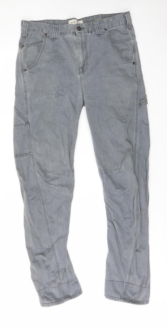 River Island Mens Grey Cotton Tapered Jeans Size 32 in L32 in Regular Zip - Pockets, Belt Loops