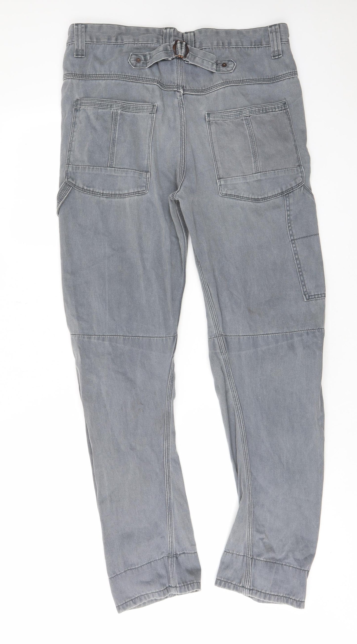 River Island Mens Grey Cotton Tapered Jeans Size 32 in L32 in Regular Zip - Pockets, Belt Loops