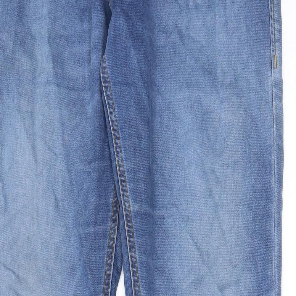 Jack & Danny's Mens Blue Cotton Straight Jeans Size 32 in L34 in Slim Button - Pockets, Belt Loops, Logo