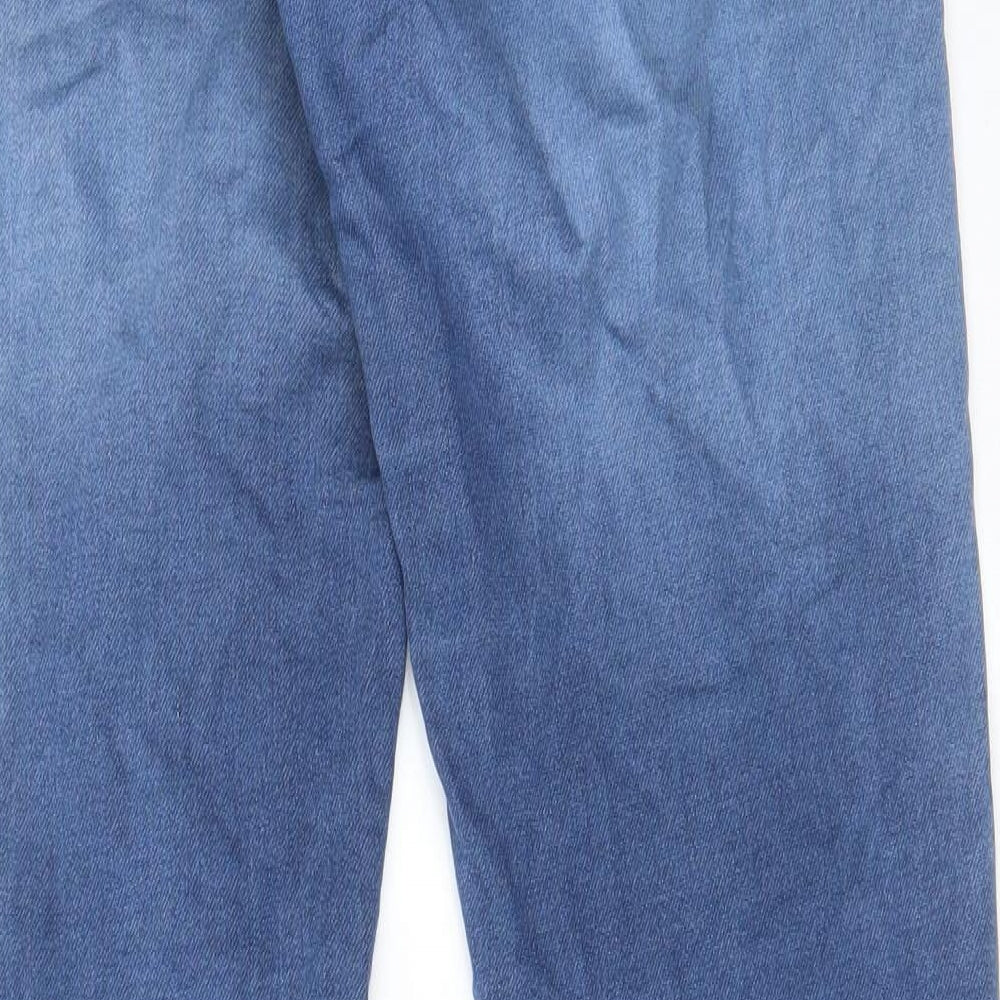 Jack & Danny's Mens Blue Cotton Straight Jeans Size 32 in L34 in Slim Button - Pockets, Belt Loops, Logo