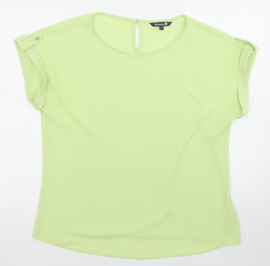 Bonmarché Womens Green Polyester Basic Blouse Size 14 Boat Neck