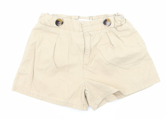 Zara Girls Beige Cotton Chino Shorts Size 10 Years Regular Zip - Pockets